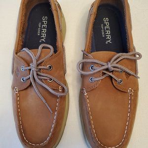 Men’s Size 10 Sperry Top-Sider Dark Tan Leather Billfish 3-eye Boat Shoe